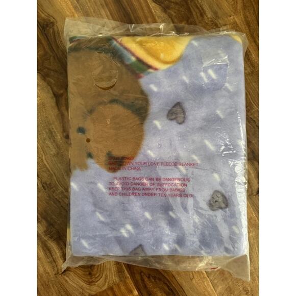 Vintage 2004 Teresa Kogut Rain Down Your Love Teddy Bear Fleece Blanket- New - Picture 3 of 3